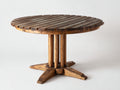 Mesa de jardín Mesas de jardín de madera 130x130x75 cm - madera natural - diseño redondo con tablero de lamas