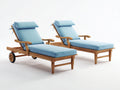 Tumbonas de jardín de madera con cojines 200x72x95 cm - azul claro y madera natural - set de 2 con respaldo reclinable