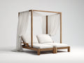 Tumbona Tumbonas doble de madera con dosel 220x200x200 cm - madera natural y blanco crema - diseño exterior reclinable