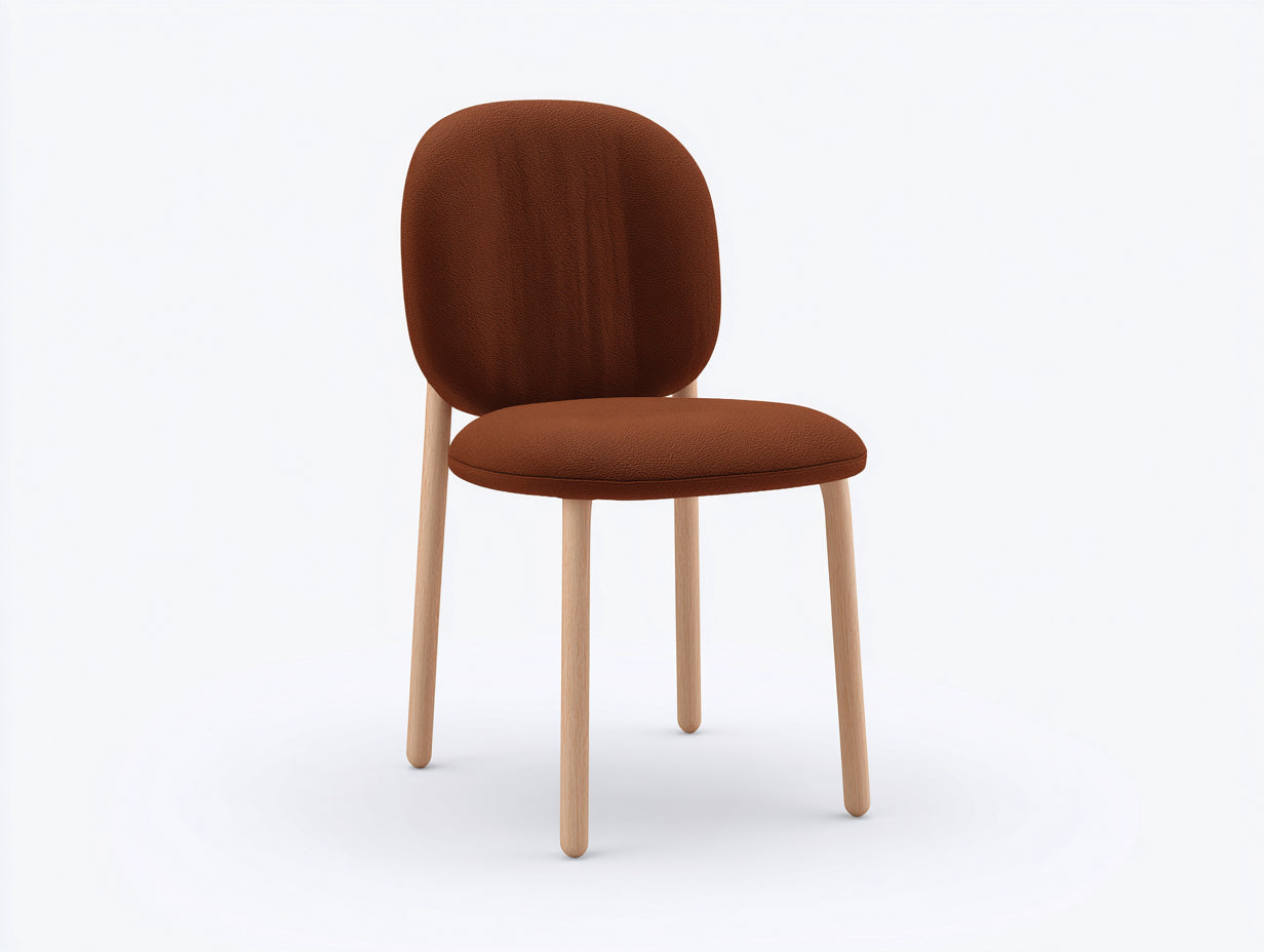 Silla de comedor Sillas de comedor tapizada en tela 50x54x82 cm - marrón teja y madera natural - diseño moderno sin brazos