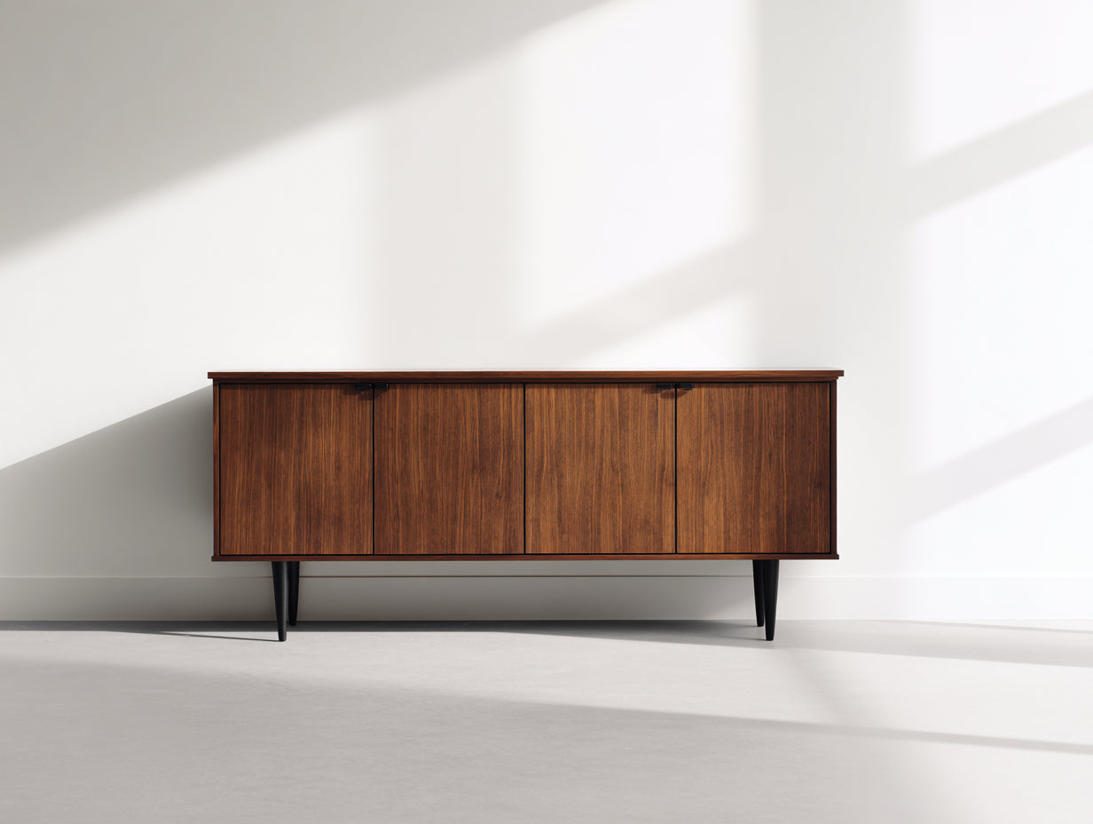 Mueble recibidor Mueble recibidor de madera 180x40x72 cm - nogal y negro - diseño moderno con 4 puertas