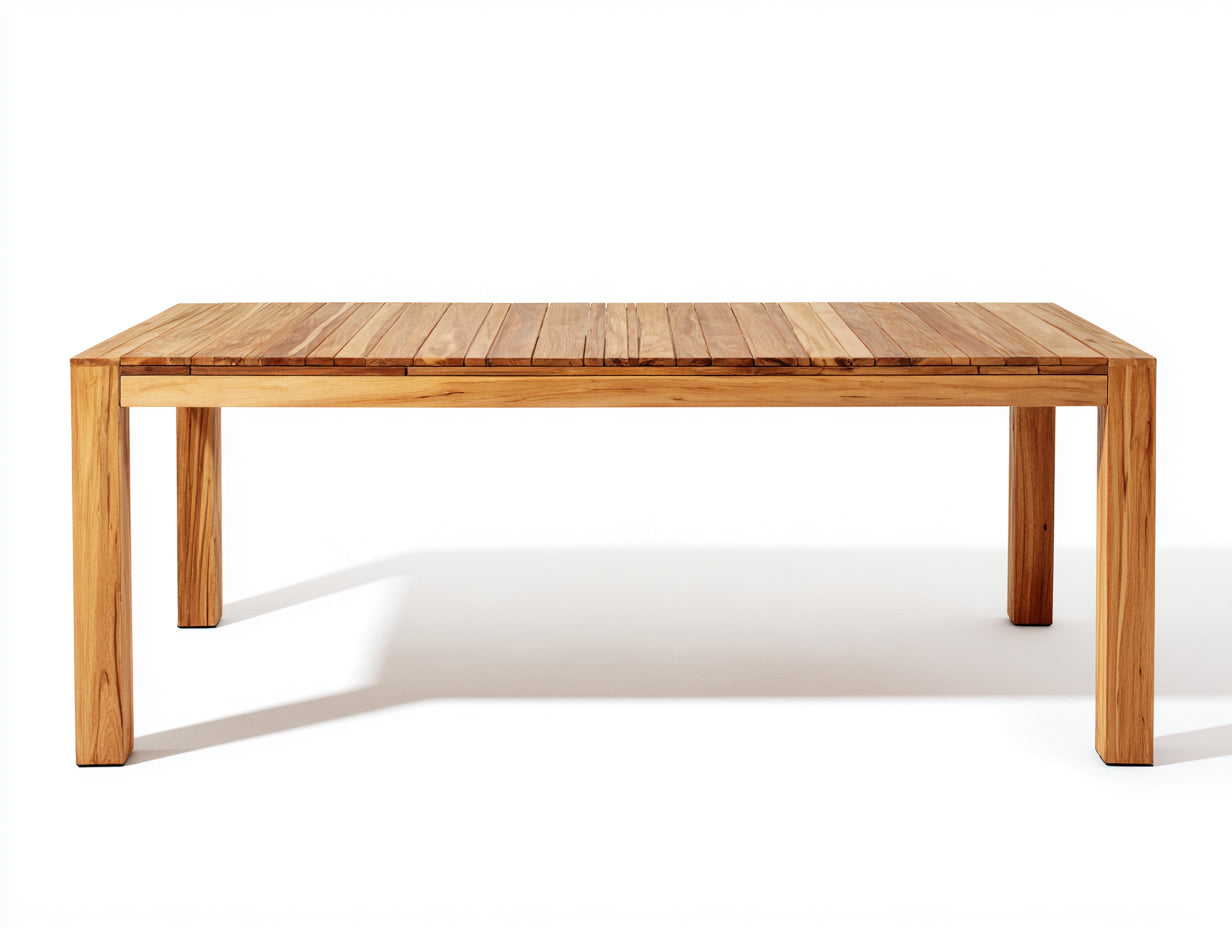 Mesa de jardín Mesas de jardín de madera 220x90x75 cm - madera natural - diseño rectangular con tablero de lamas