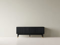 Mueble recibidor Mueble recibidor de madera 180x40x70 cm - negro y latón - diseño moderno con 4 puertas acanaladas