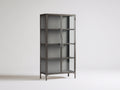 Estantería Estanterías de metal y cristal 90x40x160 cm - gris oscuro - diseño moderno con 2 puertas acristaladas