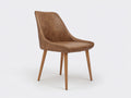 Sillas de comedor tapizada con respaldo alto y patas de madera 50x58x88 cm - marrón envejecido y madera natural - diseño moderno con asiento acolchado
