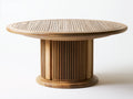 Mesas de jardín redondas de madera maciza 150 x 150 x 76 cm - madera natural - para jardín y terraza - tablero de listones y base pedestal