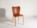 Sillas de comedor tapizada con respaldo alto y patas de madera 48x56x88 cm - marrón coñac y madera natural - diseño clásico con asiento acolchado