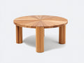Mesas de jardín redondas de madera maciza 140 x 140 x 75 cm - madera natural - para jardín y terraza - tablero radial y 4 patas cilíndricas