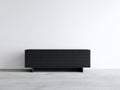 Mueble recibidor de madera con 4 puertas 180x40x65 cm - negro - diseño moderno con frentes acanalados horizontales