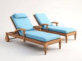 Tumbonas de jardín de madera con cojines azul claro 200x70x32 cm - set de 2 - respaldo reclinable